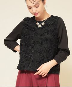 SunaUna / スーナウーナ シャツ・ブラウス | 【モールレース／セットアップ可】パフスリーブブラウス