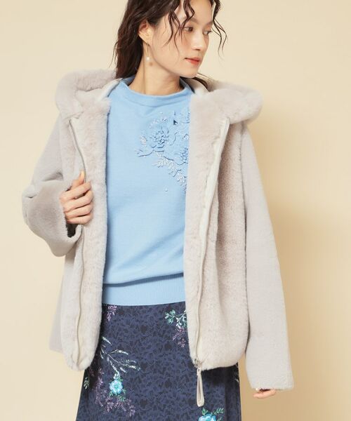 SunaUna / スーナウーナ レザーブルゾン・ジャケット | 【冬を彩る異素材フェイクファーアウター】 | 詳細2