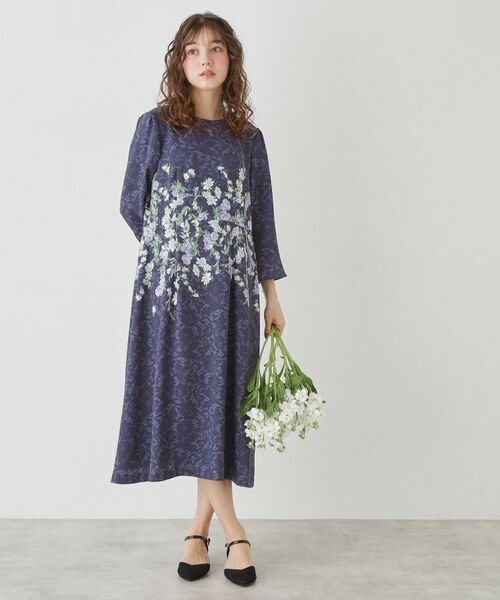 SunaUna / スーナウーナ ミニ丈・ひざ丈ワンピース | 【co creation and yours／SS～L】MAKE BOCYプリントワンピース（ネイビー(194)）