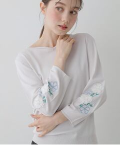 SunaUna / スーナウーナ ニット・セーター | 【SS～Lサイズ展開／フラワー刺繍】クラフトニット