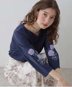 SunaUna / スーナウーナ ニット・セーター | 【SS～Lサイズ展開／フラワー刺繍】クラフトニット