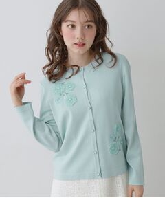 SunaUna / スーナウーナ カーディガン・ボレロ | 【SS～Lサイズ展開／フラワー刺繍】クラフトニット