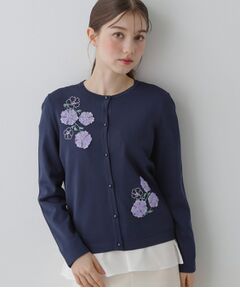 SunaUna / スーナウーナ カーディガン・ボレロ | 【SS～Lサイズ展開／フラワー刺繍】クラフトニット