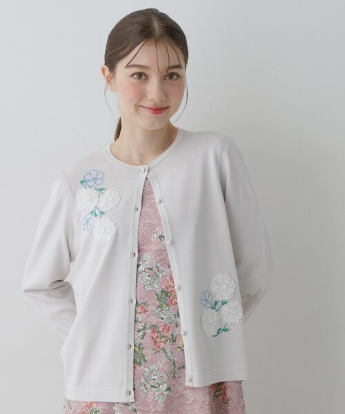 SunaUna / スーナウーナ カーディガン・ボレロ | 【SS～Lサイズ展開／フラワー刺繍】クラフトニット | 詳細3