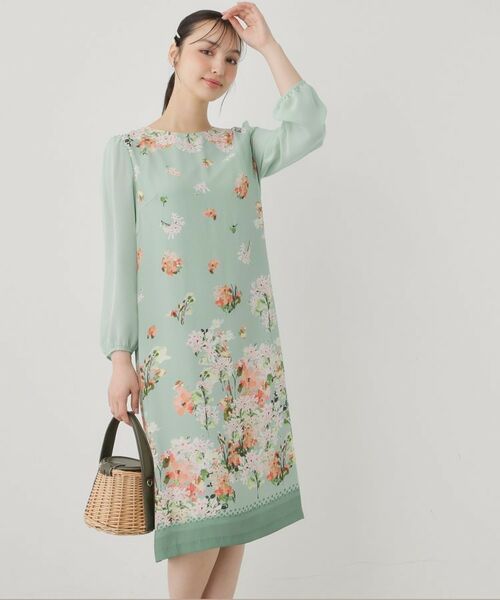 SunaUna / スーナウーナ ミニ丈・ひざ丈ワンピース | 【co creation and yours／SS～L】多色花柄プリントワンピース（グリーン(122)）