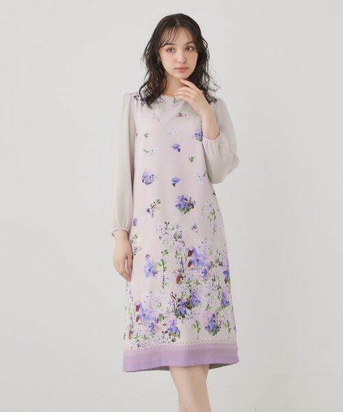 SunaUna / スーナウーナ ミニ丈・ひざ丈ワンピース | 【co creation and yours／SS～L】多色花柄プリントワンピース（パープル(182)）