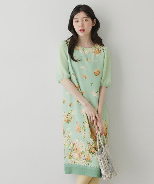 SunaUna / スーナウーナ ロング・マキシ丈ワンピース | 【co creation and yours／SS～L】多色花柄プリント五分袖ワンピース | 詳細2