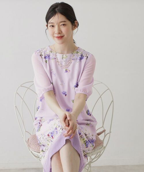 SunaUna / スーナウーナ ロング・マキシ丈ワンピース | 【co creation and yours／SS～L】多色花柄プリント五分袖ワンピース | 詳細6