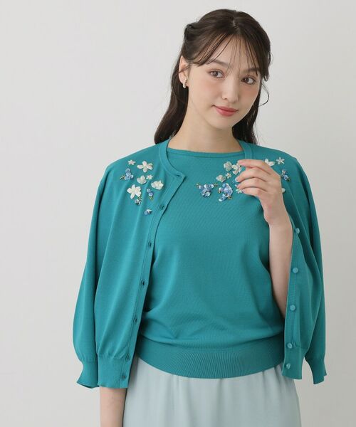 SunaUna / スーナウーナ カーディガン・ボレロ | 【SS～Lサイズ展開／スパンコール・ビジュー・刺繍】クラフトカーディガン | 詳細8
