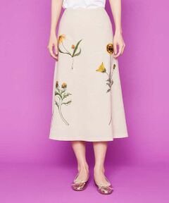 Sybilla / シビラ ロング・マキシ丈スカート | フラワーエンブロイダリーミディ丈スカート