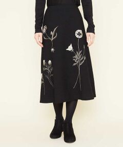 Sybilla / シビラ ロング・マキシ丈スカート | フラワーエンブロイダリーミディ丈スカート