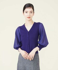 Sybilla / シビラ カーディガン・ボレロ | シアースリーブリブニットカーディガン