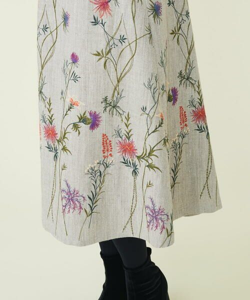 リネンウールフラワー刺繍ドレス