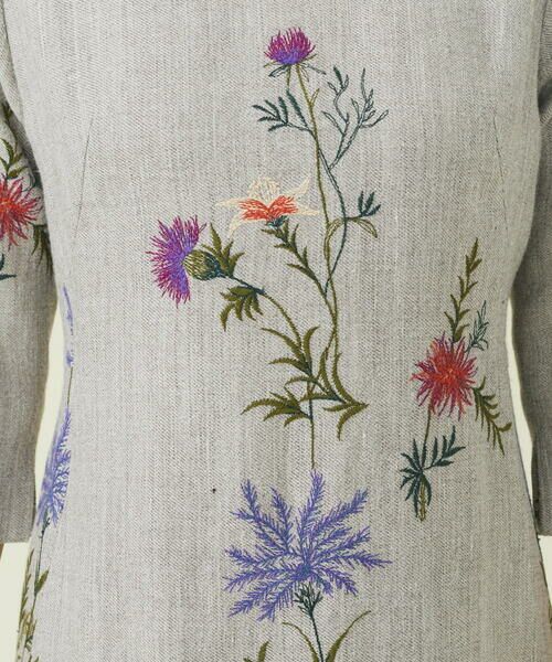 リネンウールフラワー刺繍ドレス