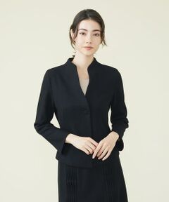 Sybilla / シビラ ノーカラージャケット | 圧縮ウールスタンドカラージャケット