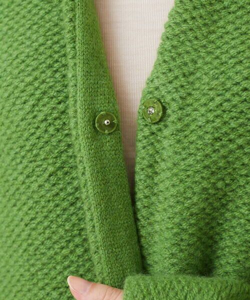 シビラ　ロングコート　ウール100% グリーン　飾りボタン　フレア　飾りボタンnakoのお洋服