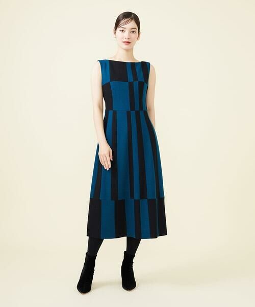 Sybilla / シビラ ドレス | 【blue&black】バイカラーパッチワークドレス | 詳細1