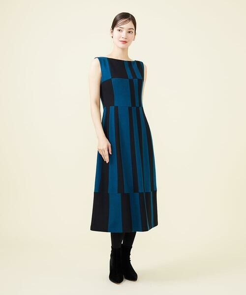 Sybilla / シビラ ドレス | 【blue&black】バイカラーパッチワークドレス | 詳細2