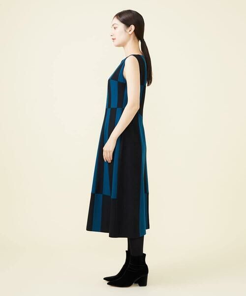 Sybilla / シビラ ドレス | 【blue&black】バイカラーパッチワークドレス | 詳細4