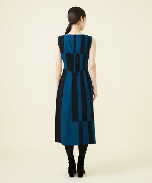 Sybilla / シビラ ドレス | 【blue&black】バイカラーパッチワークドレス | 詳細5