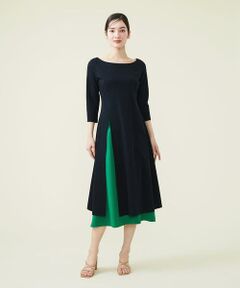 【SYBILLA DRESS】フロントスリット スカート付きジャージードレス