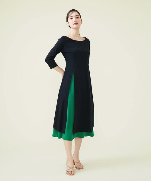 Sybilla / シビラ ドレス | 【SYBILLA DRESS】フロントスリット スカート付きジャージードレス | 詳細5
