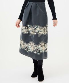 Sybilla / シビラ ロング・マキシ丈スカート | フラワーカットジャカードタックスカート