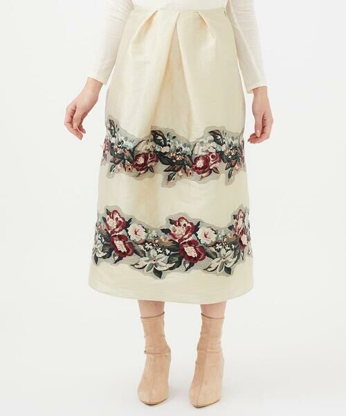 Sybilla / シビラ ロング・マキシ丈スカート | フラワーカットジャカードタックスカート | 詳細1