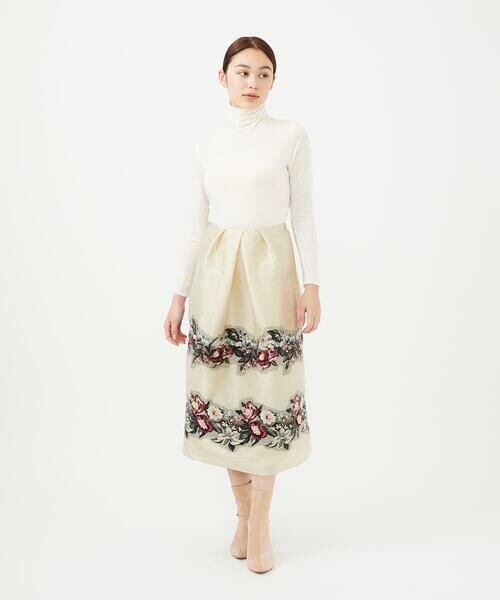 Sybilla / シビラ ロング・マキシ丈スカート | フラワーカットジャカードタックスカート | 詳細3