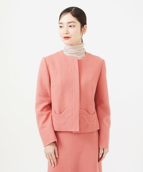 Sybilla / シビラ ノーカラージャケット | ピンクツイードノーカラージャケット | 詳細1