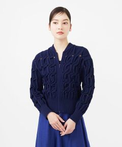 Sybilla / シビラ カーディガン・ボレロ | 変形ケーブルニットブルゾン