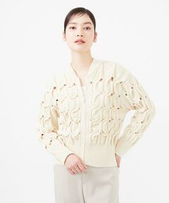 Sybilla / シビラ カーディガン・ボレロ | 変形ケーブルニットブルゾン