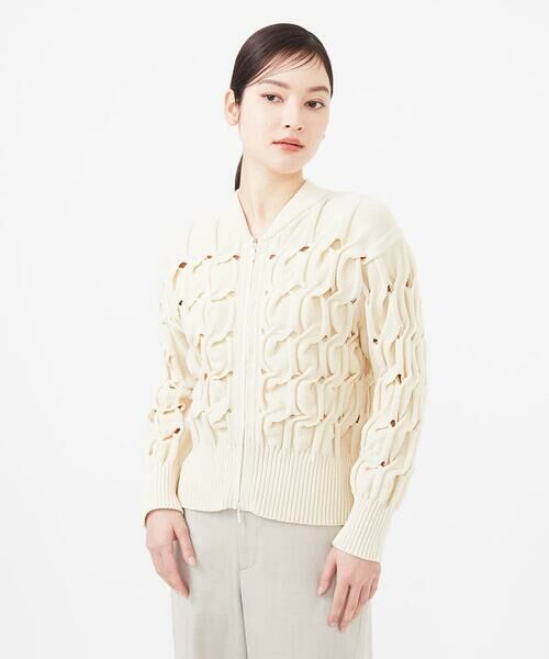 Sybilla / シビラ カーディガン・ボレロ | 変形ケーブルニットブルゾン | 詳細11