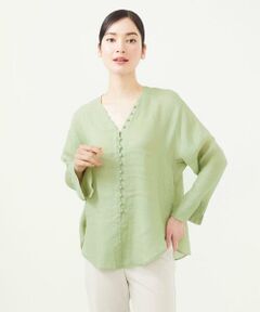 Sybilla / シビラ シャツ・ブラウス | ムラ染めリネンボタンブラウス