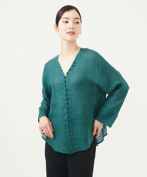 Sybilla / シビラ シャツ・ブラウス | ムラ染めリネンボタンブラウス | 詳細10