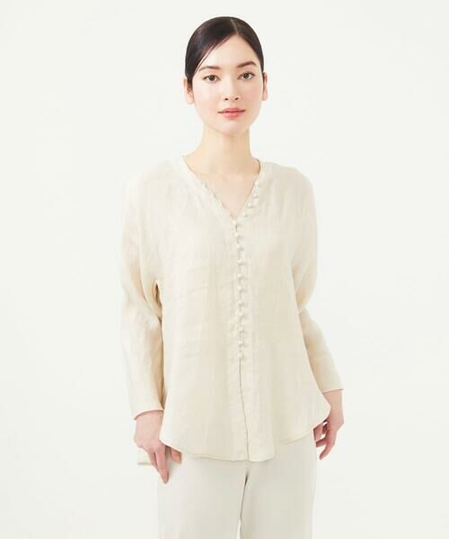 Sybilla / シビラ シャツ・ブラウス | ムラ染めリネンボタンブラウス | 詳細12