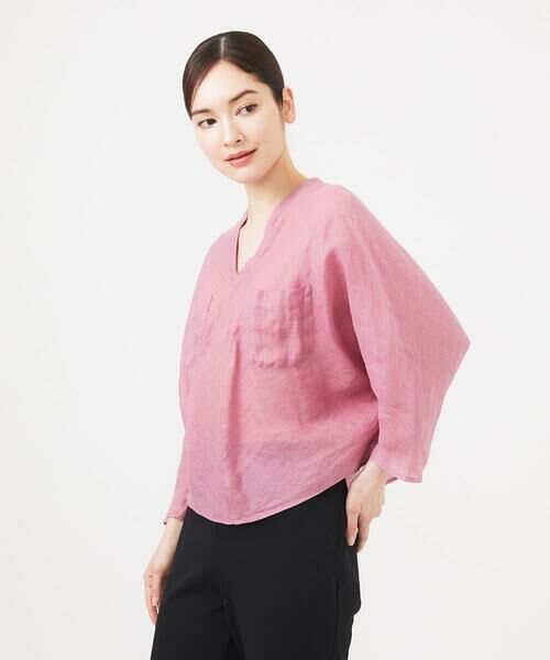 Sybilla / シビラ シャツ・ブラウス | ムラ染めリネンポケットブラウス | 詳細1