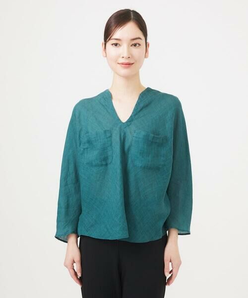 Sybilla / シビラ シャツ・ブラウス | ムラ染めリネンポケットブラウス | 詳細3