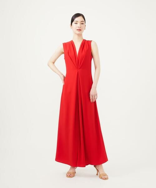Sybilla/シビラ 【SMART DRESS】フロントタックジャンプスーツ レッド M Sybilla/シビラ 【SMART DRESS】フロントタックジャンプスーツ レッド M