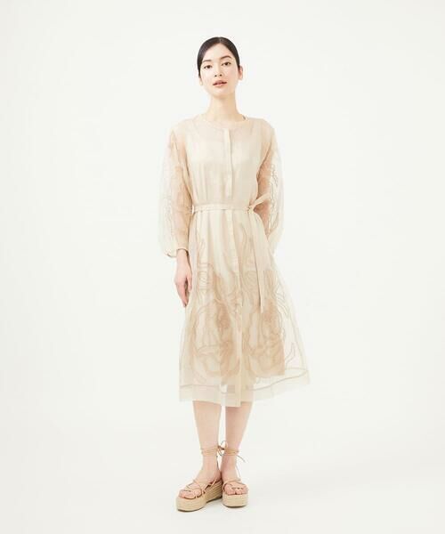 Sybilla/シビラ シルクオーガンジーローズドレス ベージュ M Sybilla/シビラ シルクオーガンジーローズドレス ベージュ M