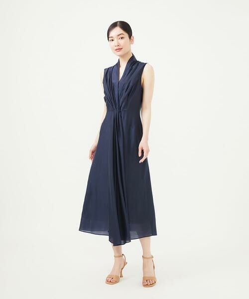 Sybilla/シビラ 【SMART DRESS】フロントドレープドレス ネイビー M Sybilla/シビラ 【SMART DRESS】フロントドレープドレス ネイビー M