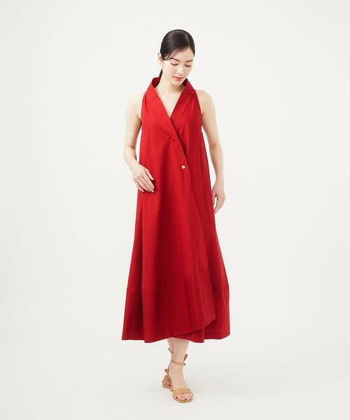 Sybilla/シビラ 【SMART DRESS】オフカラーアメリカンスリーブドレス レッド M Sybilla/シビラ 【SMART DRESS】オフカラーアメリカンスリーブドレス レッド M