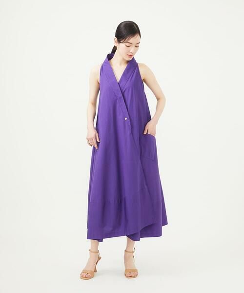 Sybilla/シビラ 【SMART DRESS】オフカラーアメリカンスリーブドレス パープル M Sybilla/シビラ 【SMART DRESS】オフカラーアメリカンスリーブドレス パープル M