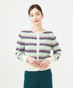 Sybilla / シビラ カーディガン・ボレロ | 透かし柄ボーダーカーディガン