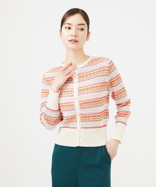 Sybilla / シビラ カーディガン・ボレロ | 透かし柄ボーダーカーディガン | 詳細1