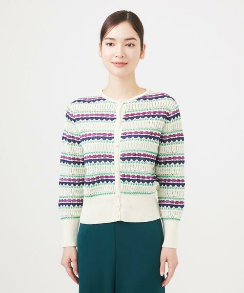 Sybilla / シビラ カーディガン・ボレロ | 透かし柄ボーダーカーディガン | 詳細6