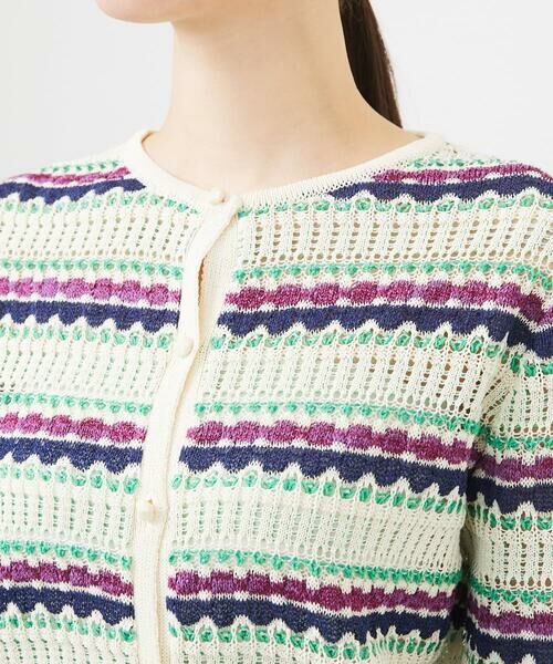 Sybilla / シビラ カーディガン・ボレロ | 透かし柄ボーダーカーディガン | 詳細9