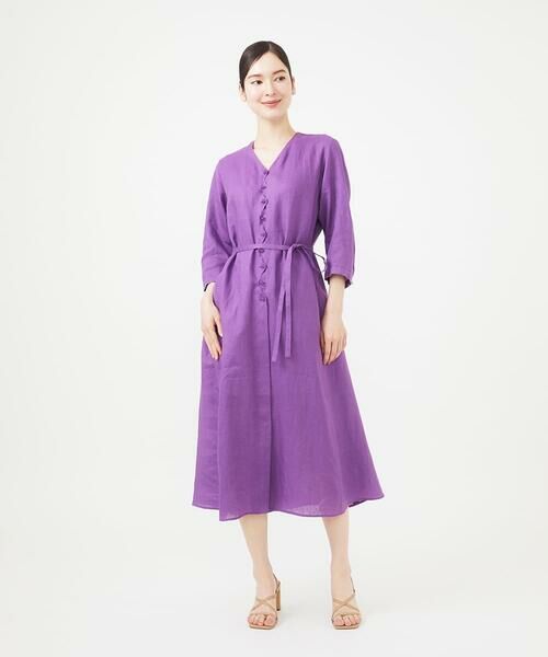 Sybilla / シビラ ロング・マキシ丈ワンピース | ウェーブデザインリネンドレス | 詳細3