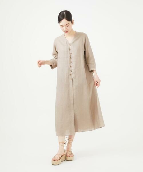 美品✨23SS シビラ リネンレーヨン2WAYドレス フレアワンピース ベージュ 美品23SS Sybilla リネンレーヨン2WAYドレス フレアワンピース