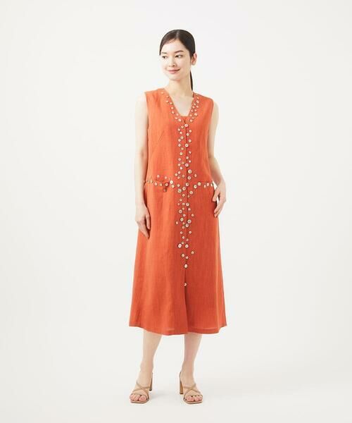 セール】 シェルボタンジレドレス （ロング・マキシ丈ワンピース